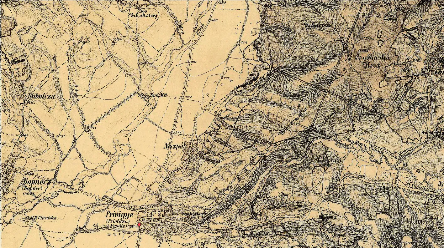 Mapa Necpál (Prievidza) rok 1889